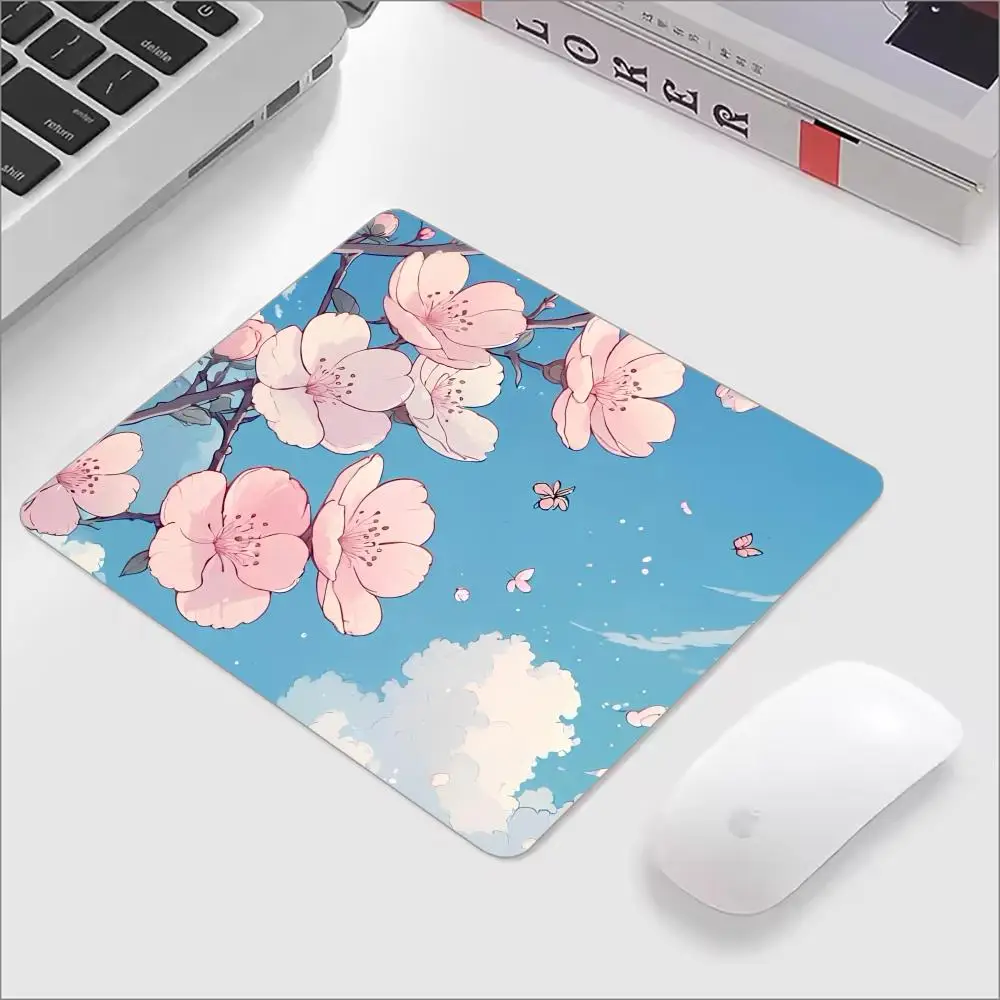 

Pink Sakura Mouse Pad Square Office Gaming DeskMat Small Laptop Game Mousepad mall Rubber Anti-slip Mice Desk Mat Keyboard Pad