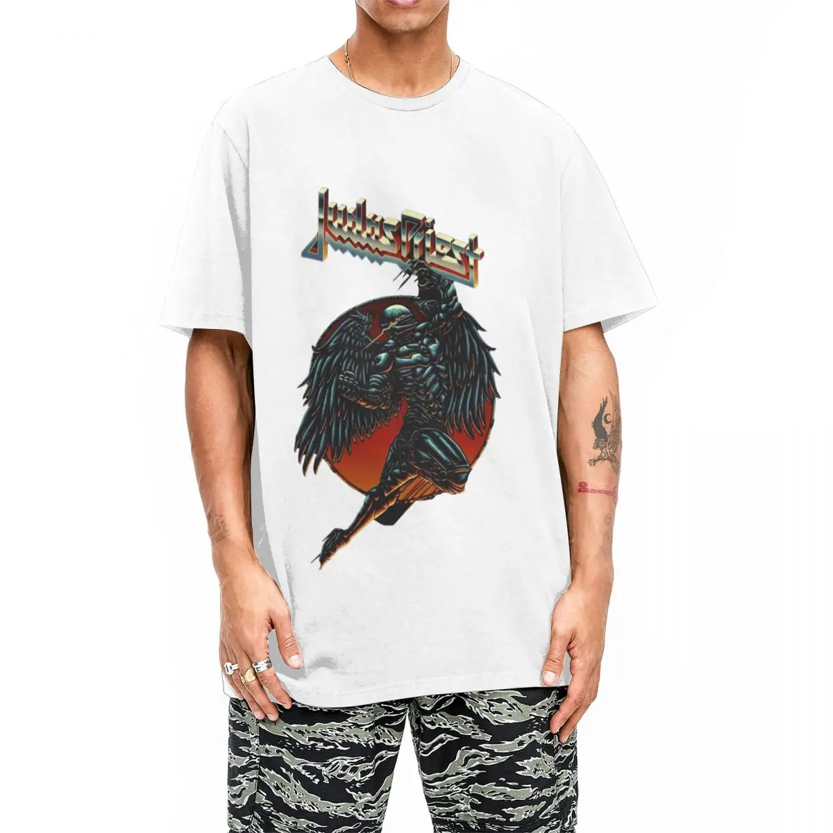 Judas Priest T-Shirt bird Fashion T-Shirts Short-Sleeved Street Style Tshirt Summer 100% Cotton O-Neck Oversized Top Tees