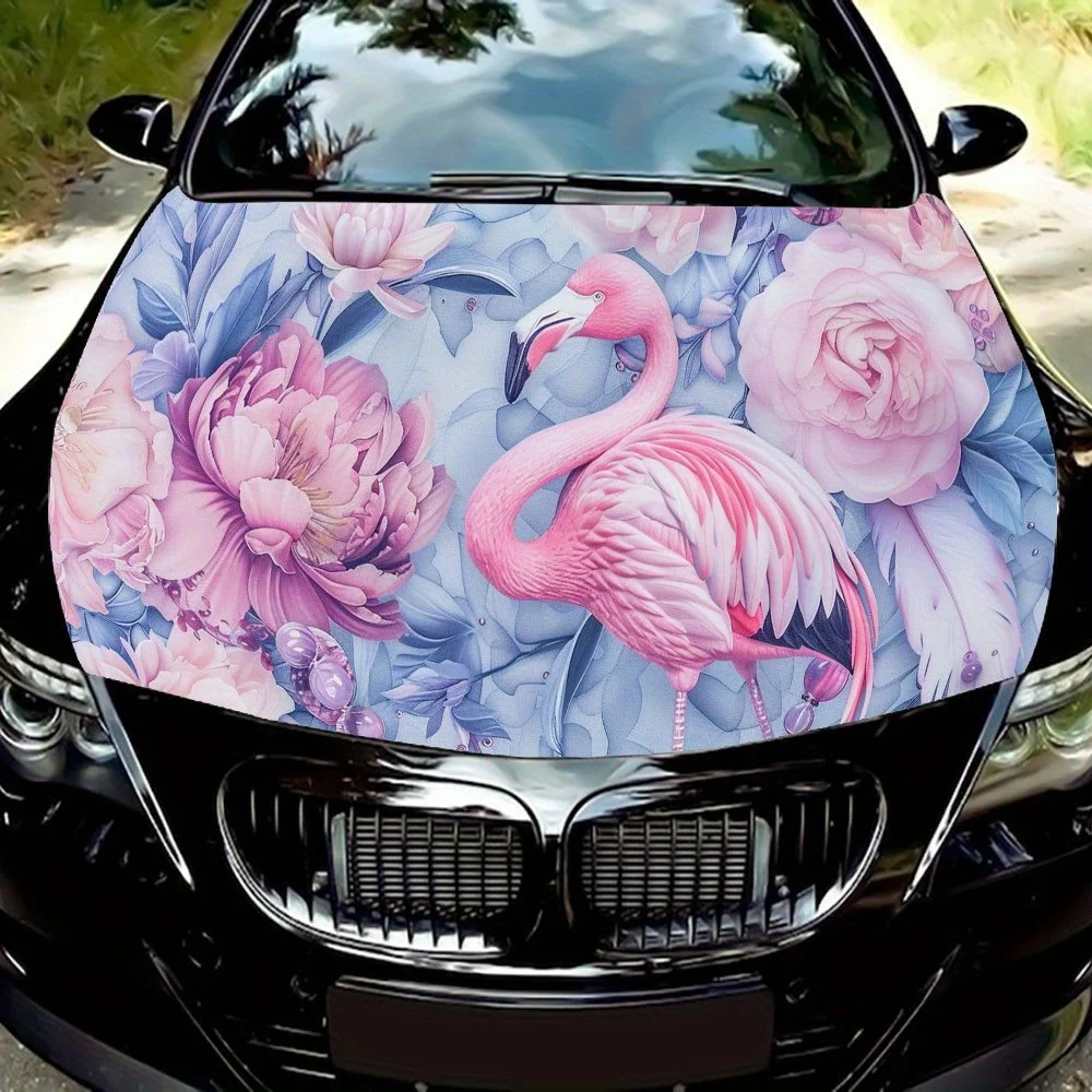 

Elegant Flamingo Car Hood Sticker PVC Self Waterproof Stick, Striking Auto Exterior Accessories Decor Protect Gift for Car Lover