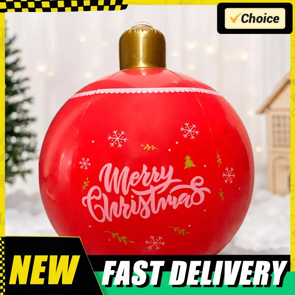 24-Zoll-PVC-aufblasbarer Weihnachtsball für den Außenbereich, Weihnachtsdekoration, Neujahr, Weihnachtsschmuck, Urlaub, Hof, Rasen, Veranda, Dekoration