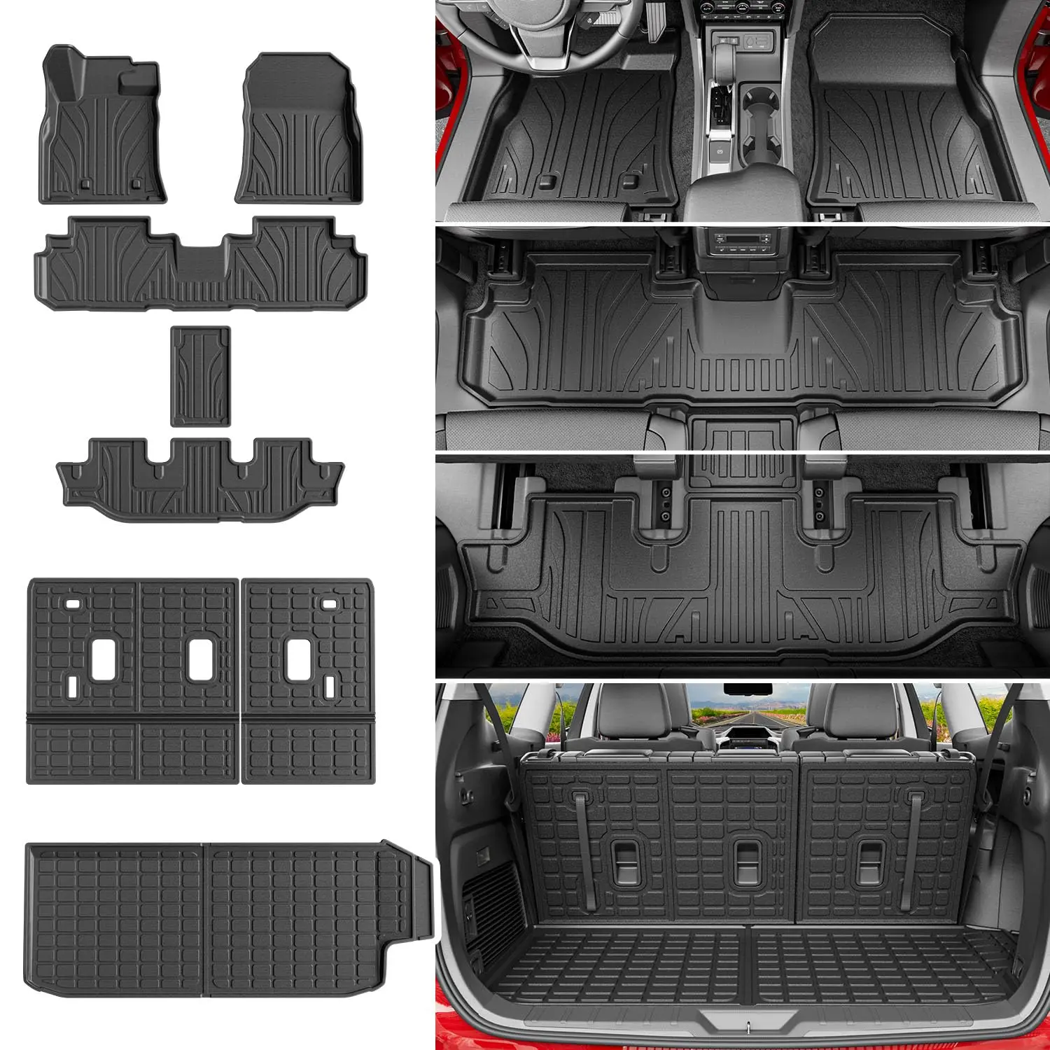 

TPE All-Weather Floor Mats And Trunk Liner For 7-8 Seater SUVs 2019-2026 Model Years