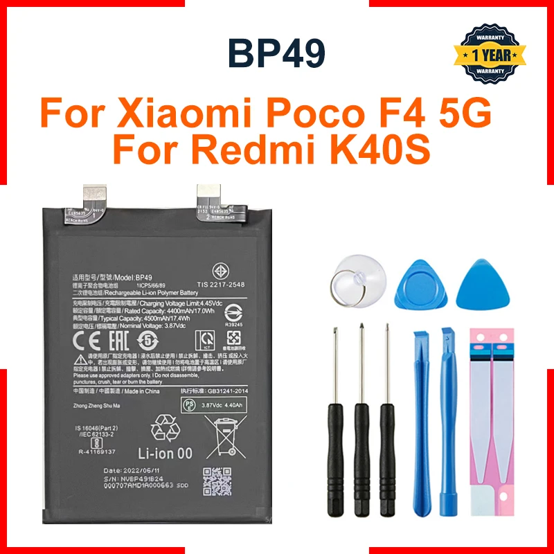 For Xiaomi  Battery BP49 For Xiaomi Poco F4 5G / For Redmi K40S Replacement Phone Battery Batteries Bateria + Free Tools