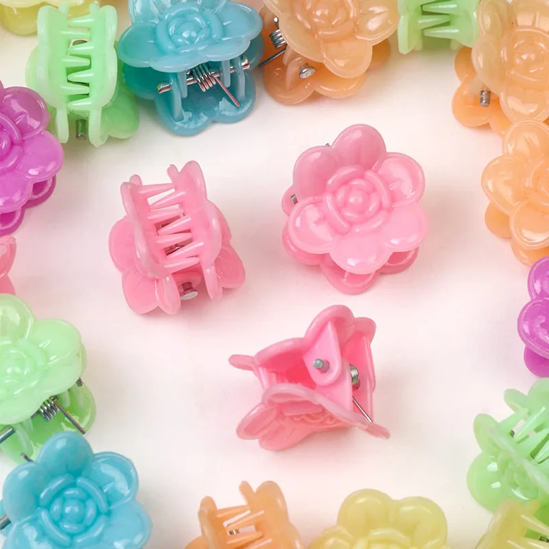 20PCS Kids Hair Clips Small Six Petal Flower Cute Mini Claw Set Plastic Accessories for Girls Toddlers Children