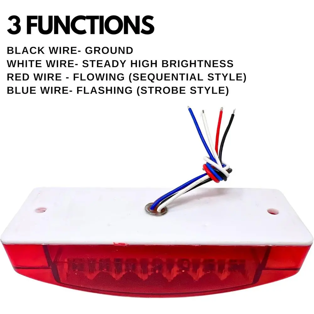 数量10個 赤色 6インチ 21LED サイドマーカー クリアランスライト 長方形 12V トラック トレーラー キャンピングカー ボート マリン 6x2 長方形 表面実装 [S]