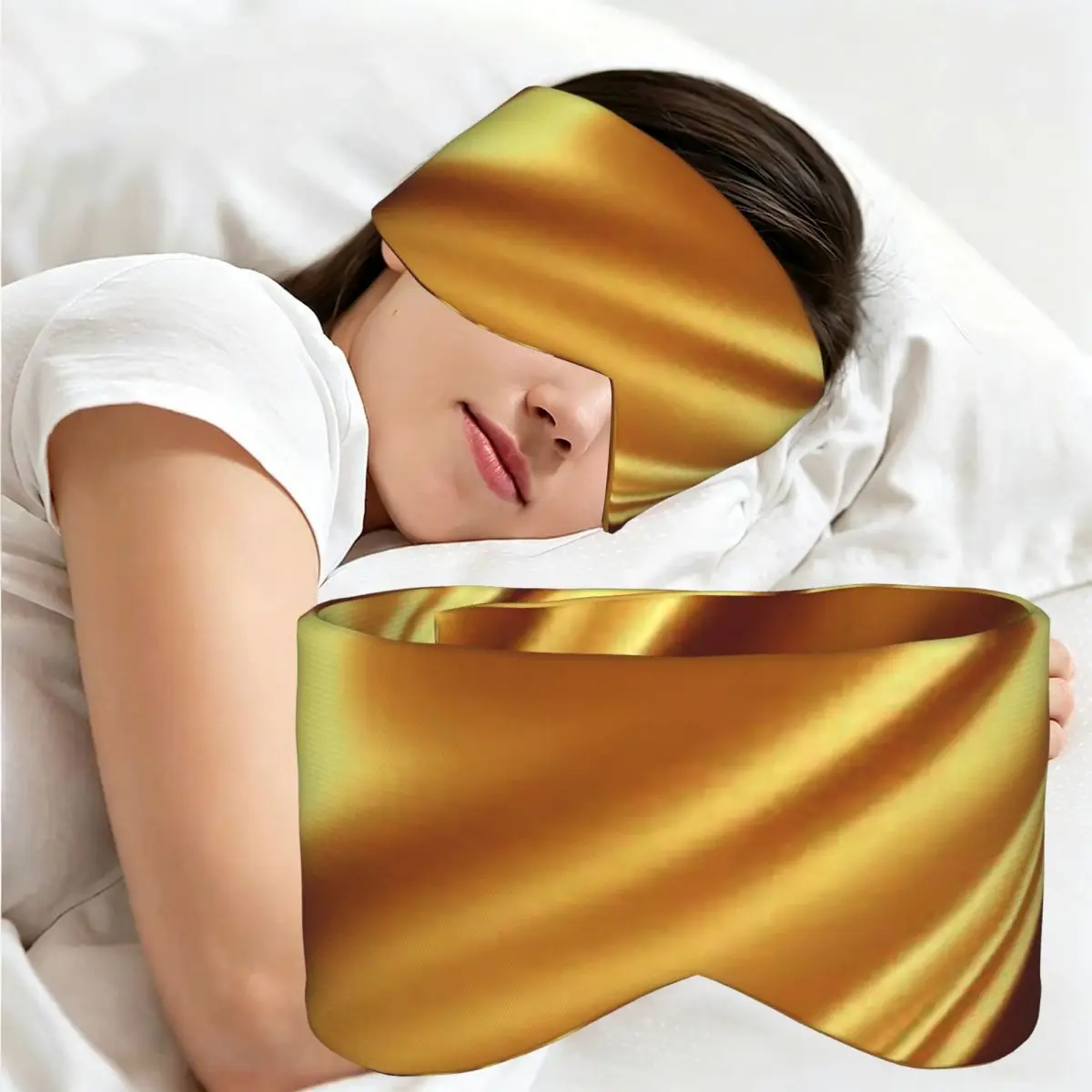 Golden Fabric Geometric Wave Pattern sleep mask Light Blocking Portable Eye Cover for Girls Boys Travel Party Eyeshade eyepatch