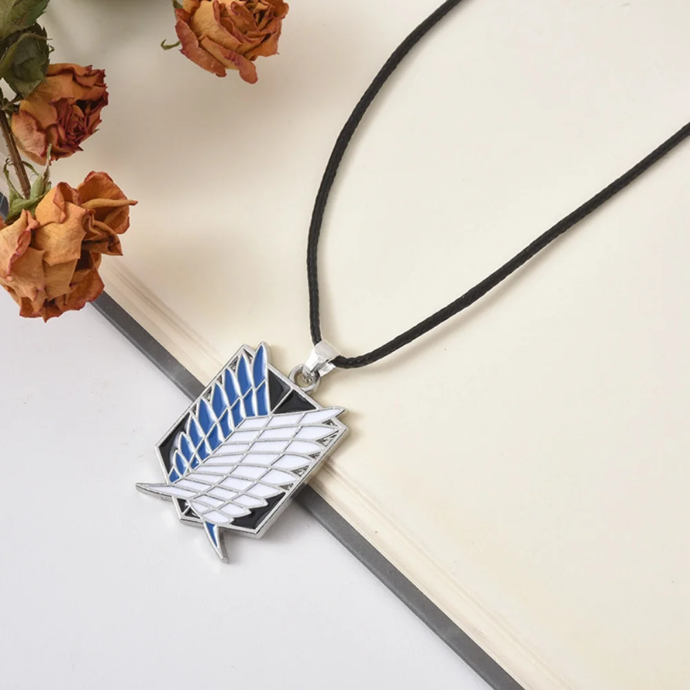Heißer Angriff auf Titan Halsketten Anhänger Wings Of Liberty Metall Unisex Leder Kette Mode Kinder Schmuck Anhänger Zwei Farben
