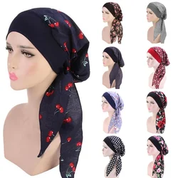 Flower Printed ChiffonTurban Hat Classic Cap Muslim Stretch Head Scarf Hat Cap Turban Bonnet Women Inner Chemotherapy Underscarf