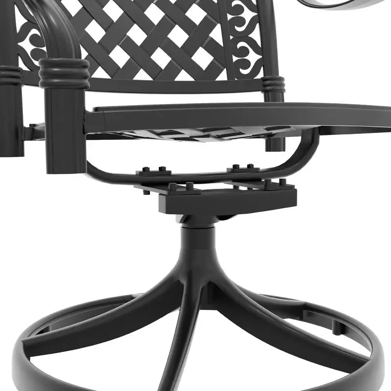 4PCS Swivel Patio Chair Set, Black Frame with Red Cushions