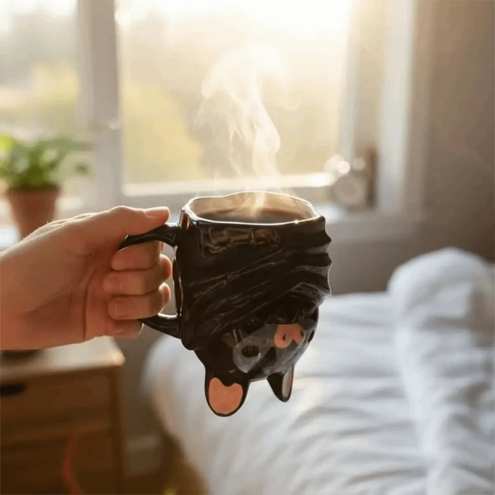 Novel Creative Inverted Bat Shaped Mug Cartoon Upside Down Bat Coffee Mug Decoration Funny Bat Tea Cup Gifts