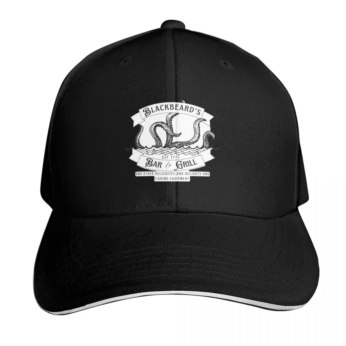 Blackbeard's Bar and Grill Baseball Cap Snapback Flat Bill Strapback Dad Hat Six Panel Structured Crown