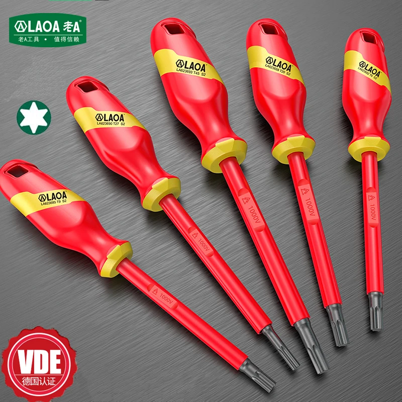 LAOA VDE Insulated Plum Blossom Small Screwdriver Electrician Specific Hard Voltage Resistant Tool Household Screwdriver