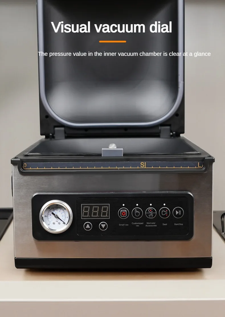 

Коммерческий вакуумный упаковщик V32 -99 кПа, расход 48 л/мин, широкое уплотнение 3,5 мм для влажных/сухих продуктов, режим внешнего насоса