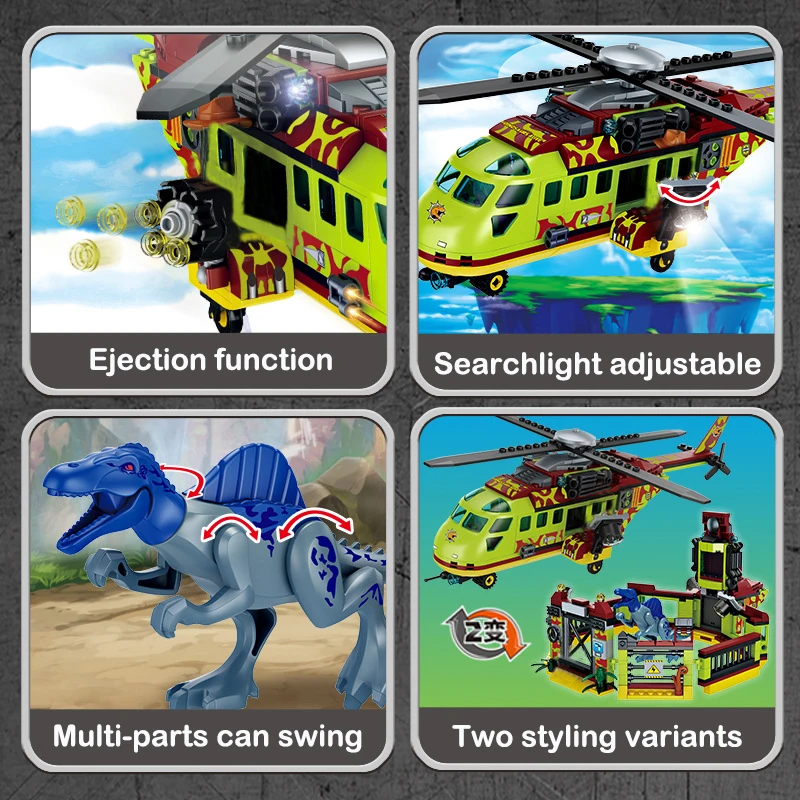 582PCS 아이디어 2in1 공룡 모험 이동 차량 블록 조립 장난감 페테로사우르스 추격 모델 브릭 어셈블리 키트 어린이 선물