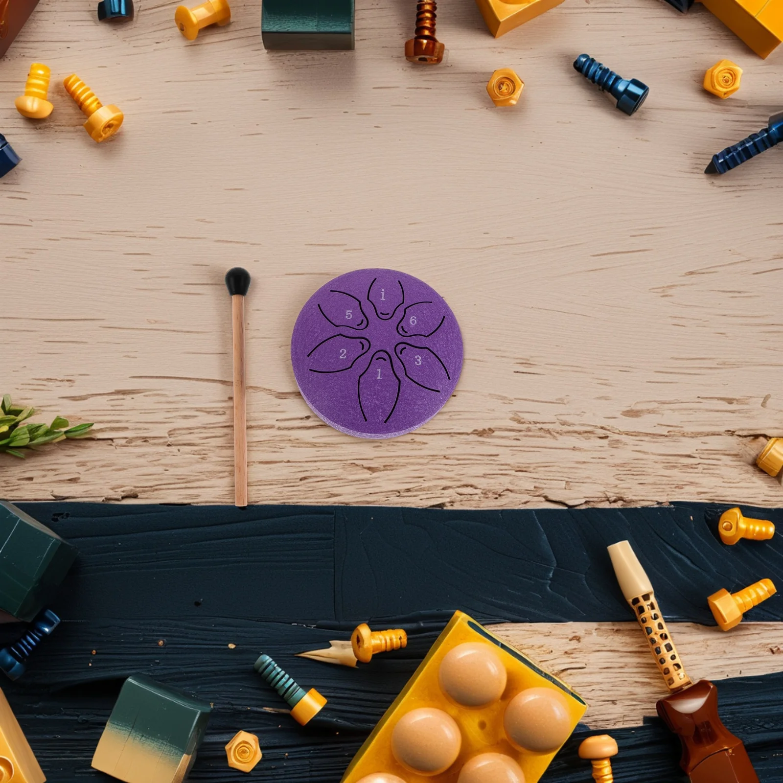 

1Set Portable Mini Handpan Drum 6 Notes Tongue Drum for Compact Musical Instrument Ideal for Travel Outdoor