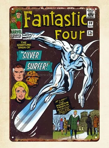1960s Fantastic Four SILVER SURFER comics   metal tin sign art wall