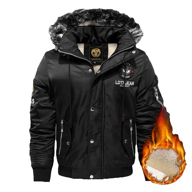 New autumn and winter men's high-quality thick hooded jacket, fashionable and casual windproof and warm multifunctional top