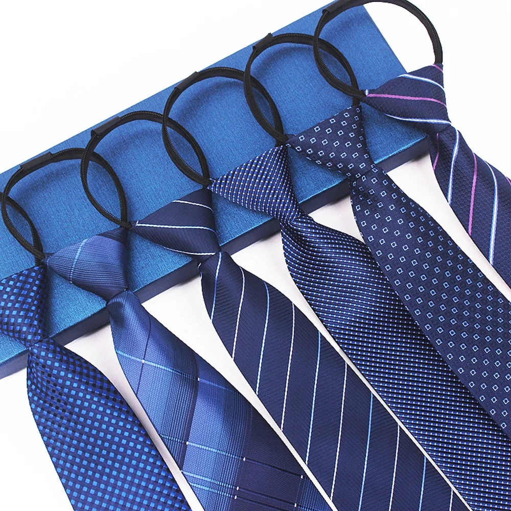 Men's professional tie free knot 8cm lazy zipper tie business formal work tie Fashion Mens Meeting Wedding Daily Wear Cravat