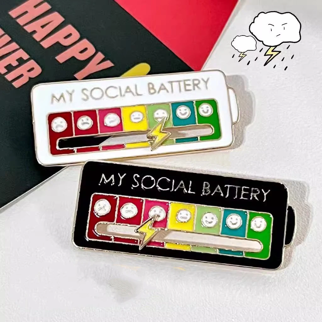 1pc Unique Mood Conversion Brooch - Sliding Social Battery Accessory with Quirky Design, Funny Conversation Starter