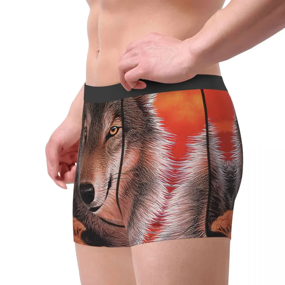 Wolf Underpants Breathbale Panties Male Underwear Print Shorts Boxer Briefs