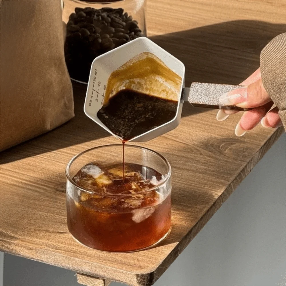 4 Oz Hexagonal Espresso Cup 304 Stainless Steel with Scaled Coffee Extraction Cup Mini V Spout Coffee Dosing Measuring Cup Milk