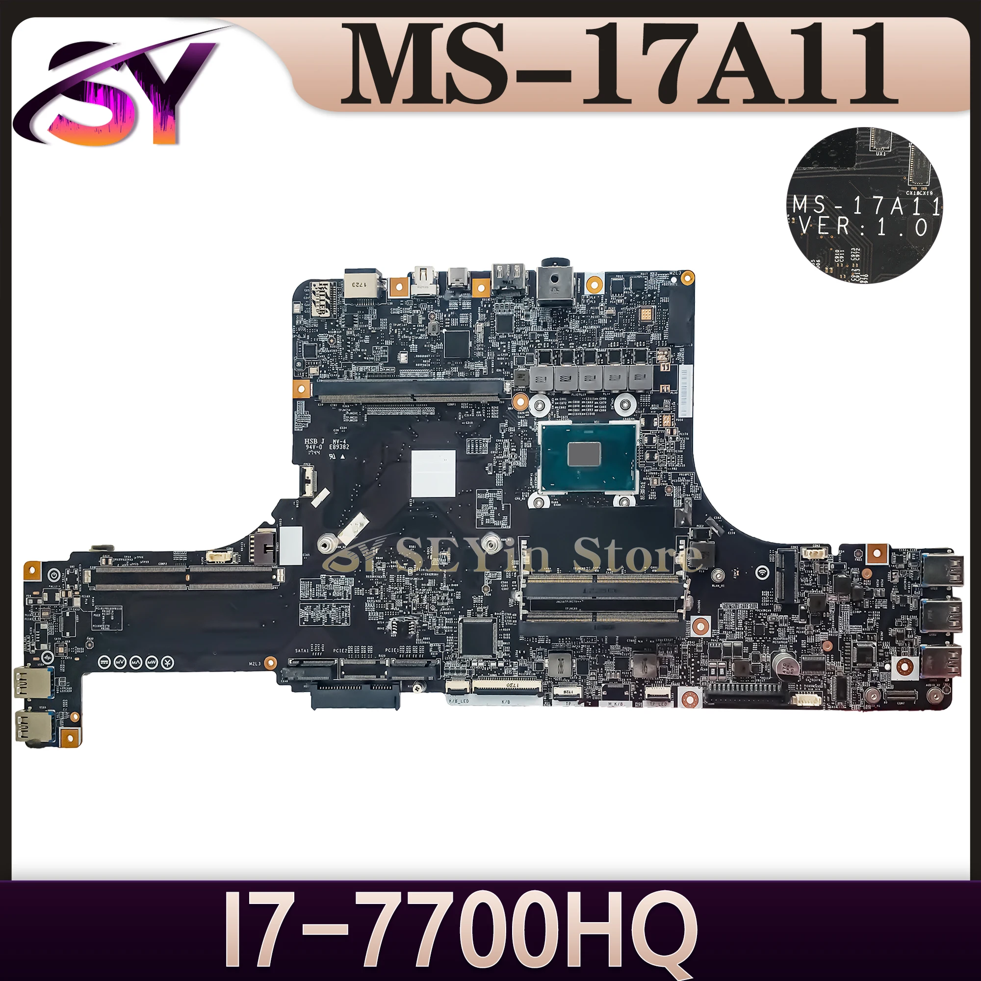 

MS-17A11 Mainboard For MSI GT73VR (7TH GEN) MS-17A1 Modern Laptop Motherboard I7-7700HQ 100% Working