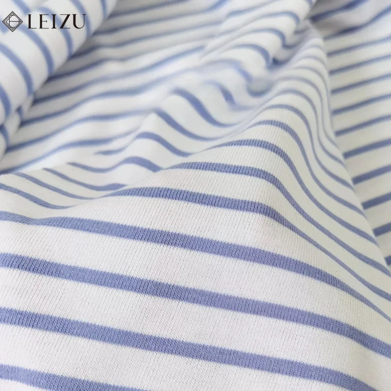 Striped Knitted Fabric Pure Cotton Double Yarn Cloth for Sewing Children's Clothing T-shirts Dresses Doll Clothes Handmade DIY