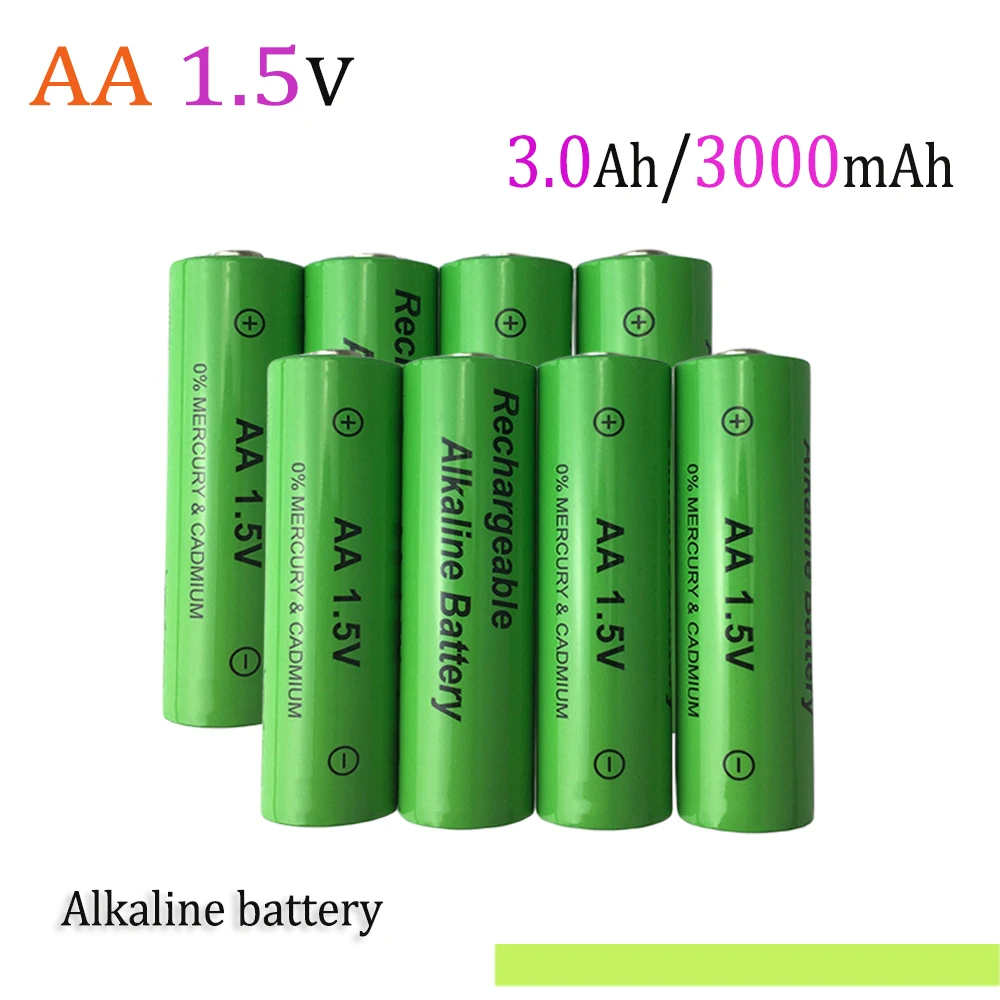 AA 1.5V 3000mAh/3.0Ah  Alkaline Rechargeable Battery Suitable  For MP3 RC Toys LED Flashligh