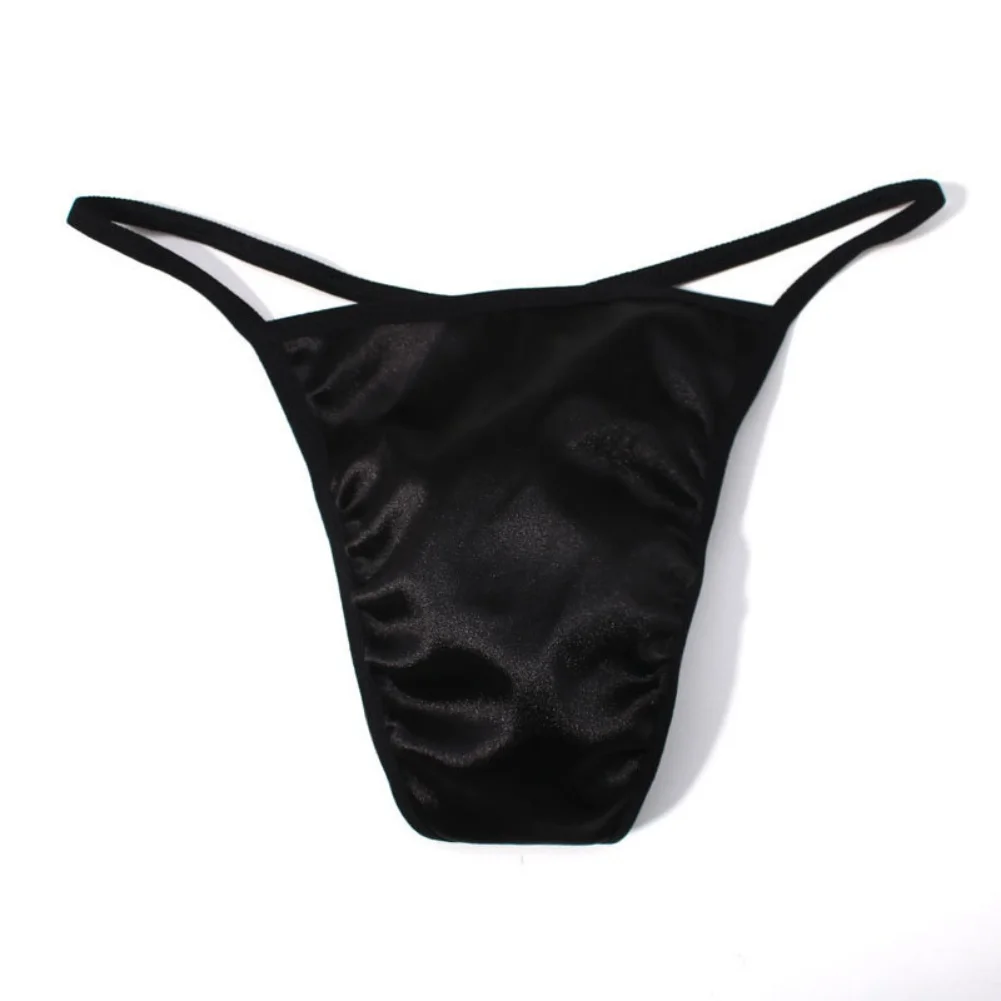 4PCS Satin G-String Single Rope Men Underwear Thongs Solid Color Briefs Thin G-String Underwear  Quick Dry Mens Boxer