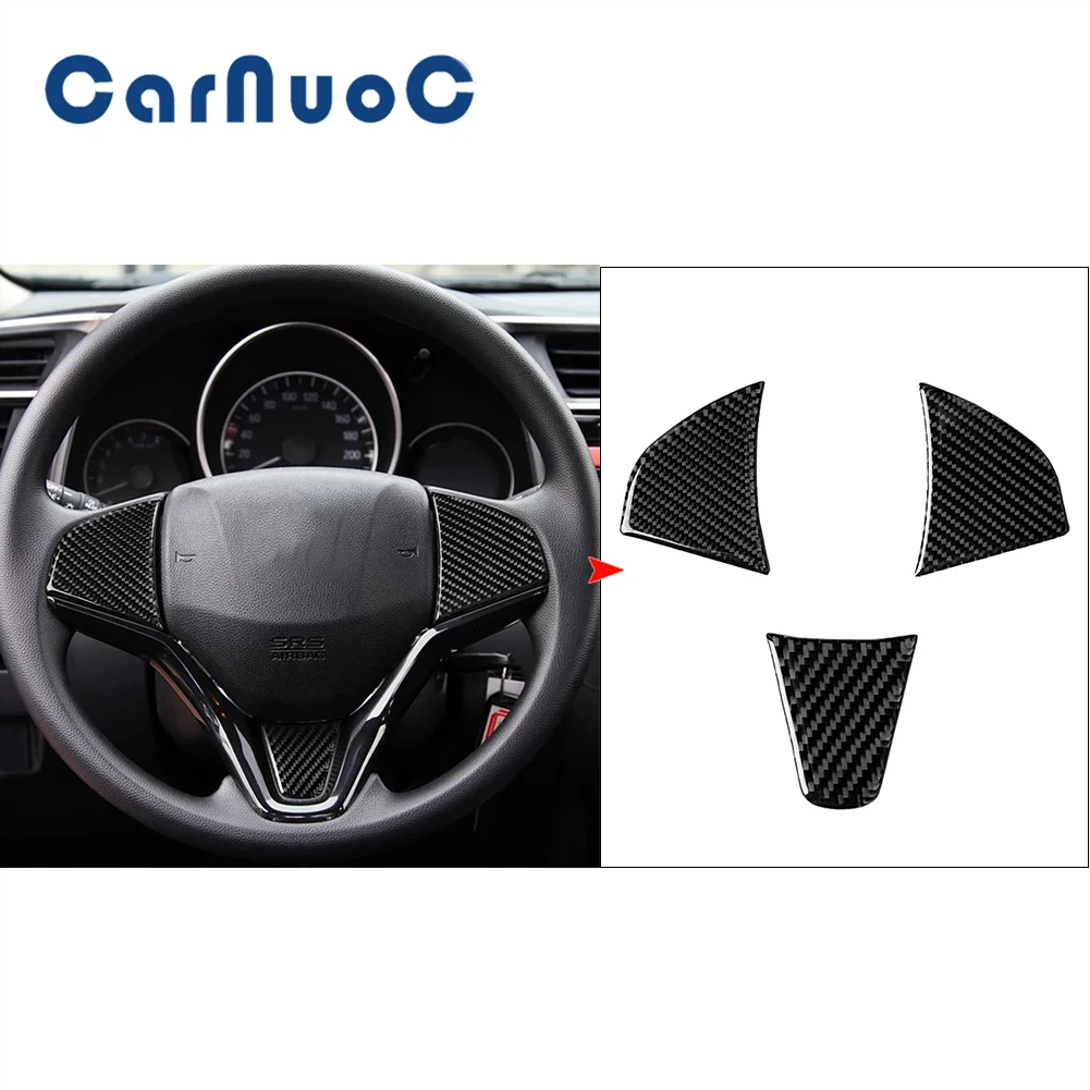 

Car Carbon Fiber Sticker Steering Wheel Decorative Cover Trim For Honda Fit Jazz 2014 2015 2016 2017 2018 Interior Accessories