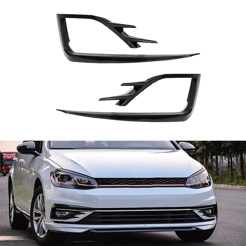 1 Pair Front Fog Lamp Decorative Frame Decorative Cover Decorative Wind Knife ABS Car For Volkswagen Golf MK7.5 2018-2020