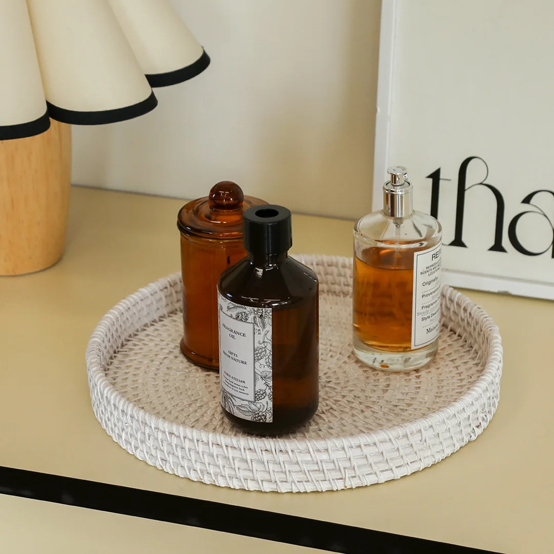 

Round Storage Tray, Round Ornament, Desktop Cosmetic Organization,Living Room Entrance Storage Baskets, Household Storage Basket