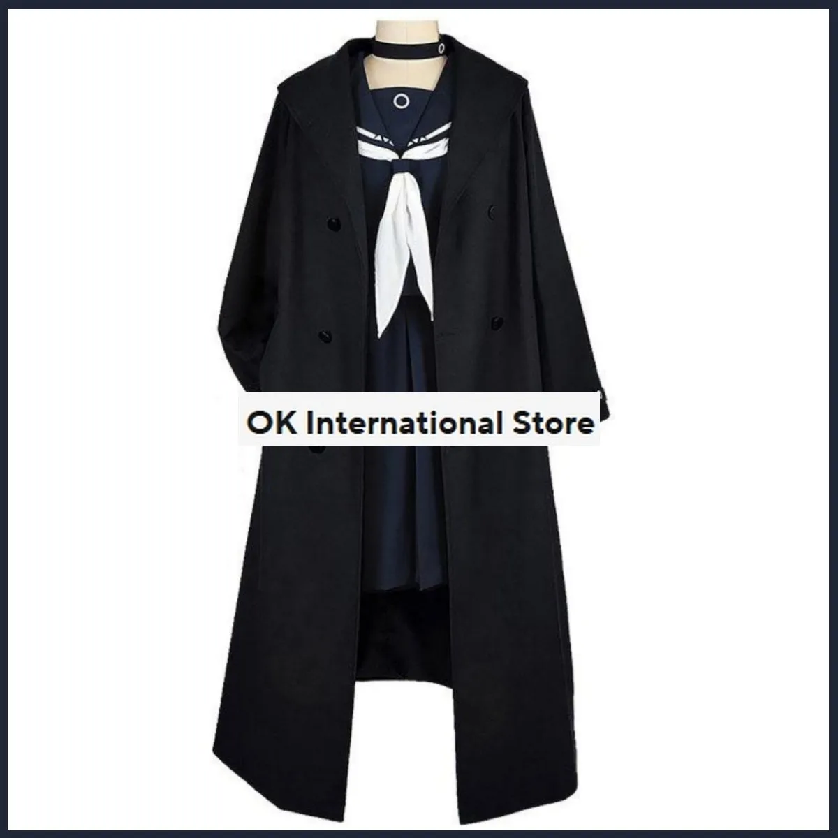 Anime Game Blue Archive Planetarium Cosplay Costume Wig Black Trench Coat JK Uniform Skirt Woman Sexy Kawaii Party Sailor Suit