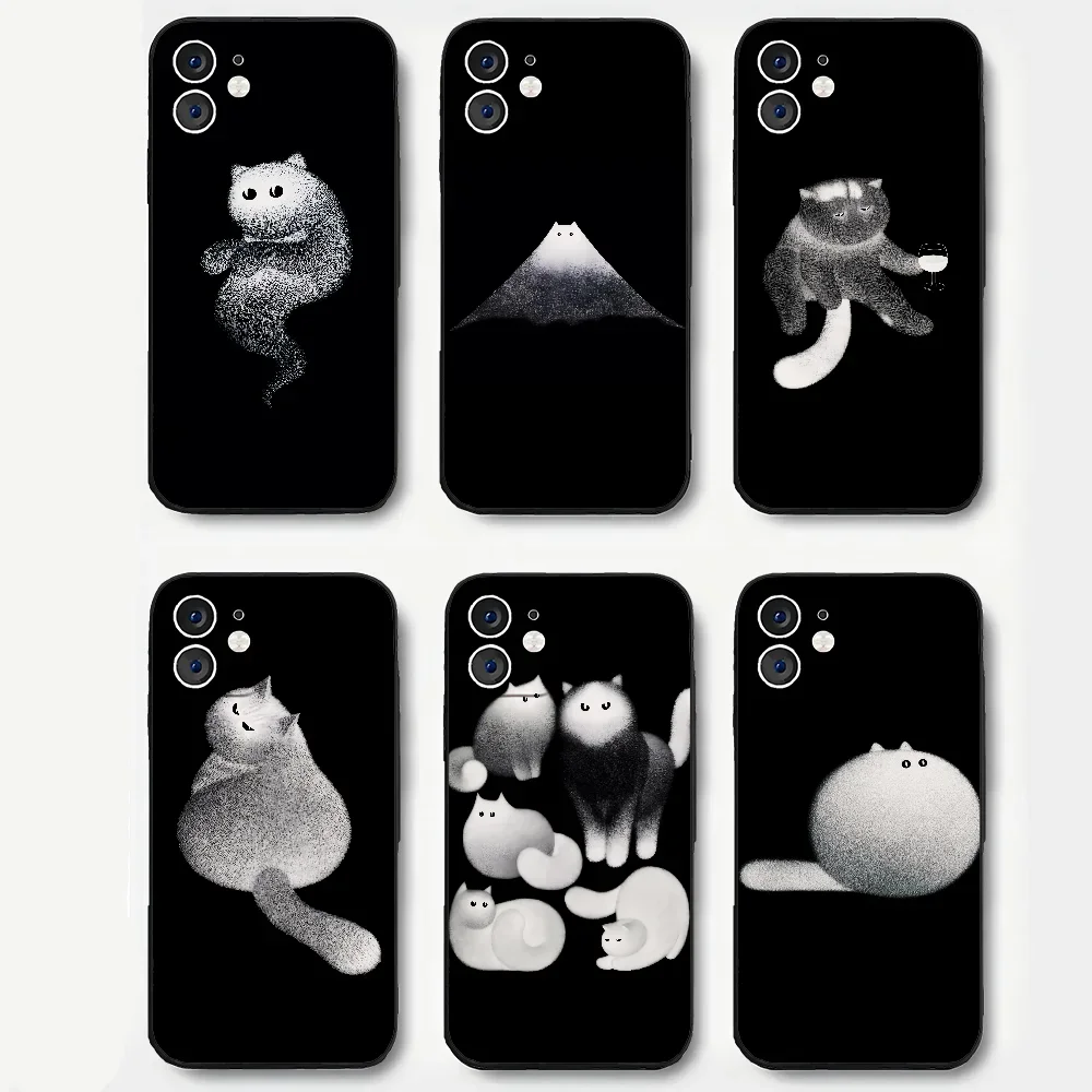 Puffer Cat, Coal Cat, Anorexia Cat 1 Funda de teléfono Silicona Suave para IPhone 16 15 14 13 12 11 Plus Pro Max Plus