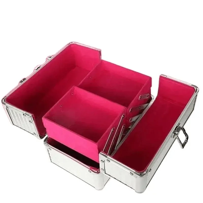 

Aluminum Alloy Double-open Portable Cosmetic Case Double-layer Large-capacity Cosmetic Storage Box Special Lockable Cosmetic Box