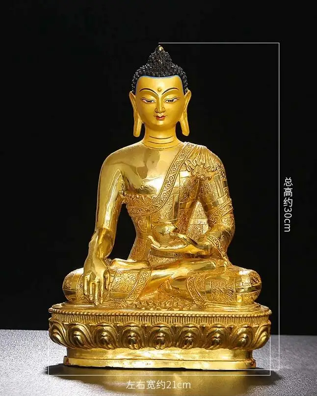 

30cm large Buddhist supplies good Temple buddha statue Buddhism Sakyamuni all-powerful buddha Gold plating copper buddha statue