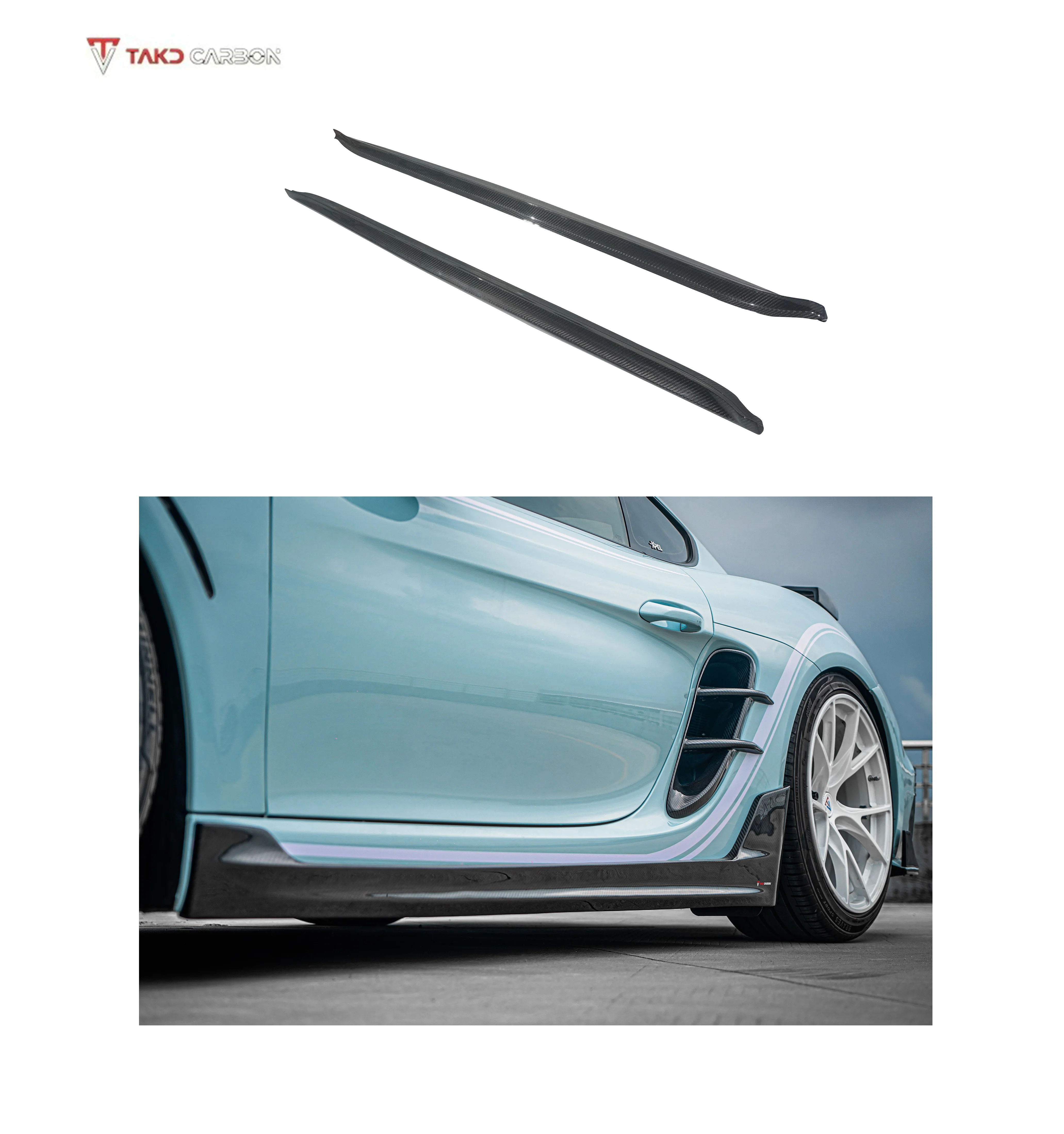 

TAKD 100% Dry Carbon Fiber Side Skirts Extensions for Porsches 718 Boxster Cayman New Bumper Upgrade Car Data Development