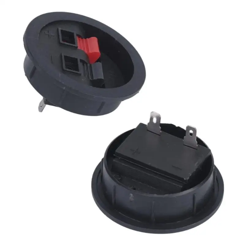 Round Speaker Terminal Cup With Positive and Negative Inputs, Push Spring Clip Connector for Speaker Cabinet Wiring and D2RC