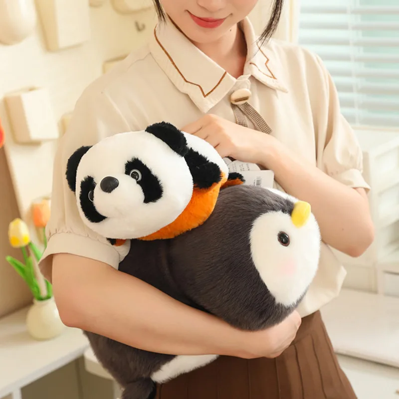 Zabawka pluszowa zwierzątko dwustronne transformujące się, imitacja zwierzęcia, podwójna strona, prezent dla dziewczynek na urodziny, urocza panda, słoń