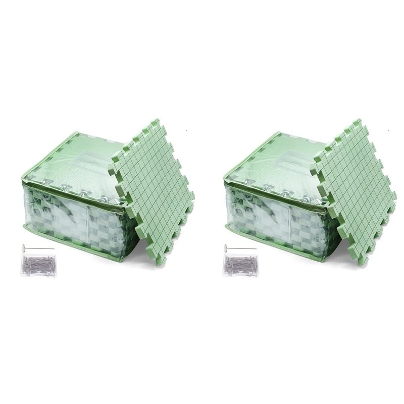 B17C 2 Set Foam Blocking Mats Knitting Extension Kit Thick Precise Blocking Boards With T-Pins DIY Knitting