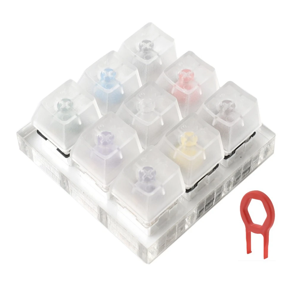 9 Key Switch Tester with Acrylic Base with Keycaps for Kailh BOX 4 Mechanical Keyboard with Key Puller