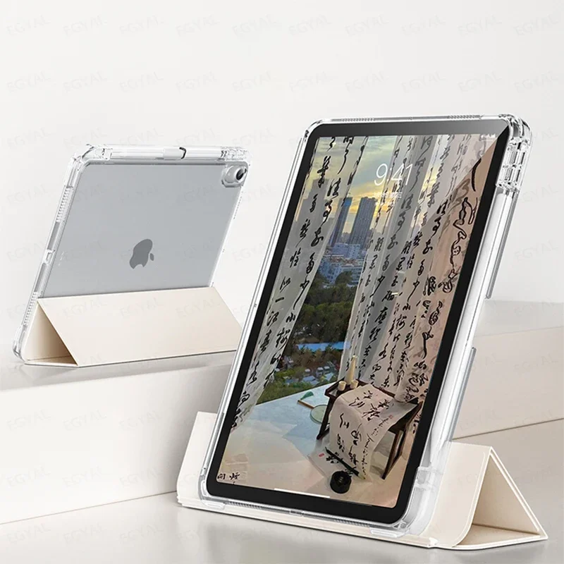 With Pencil Holder Case for IPad Pro 11 2024 A2836 M4 Pro 13 Air M2 12.9 6th Generation Detachable Cover for Air 11 Air 5 2022