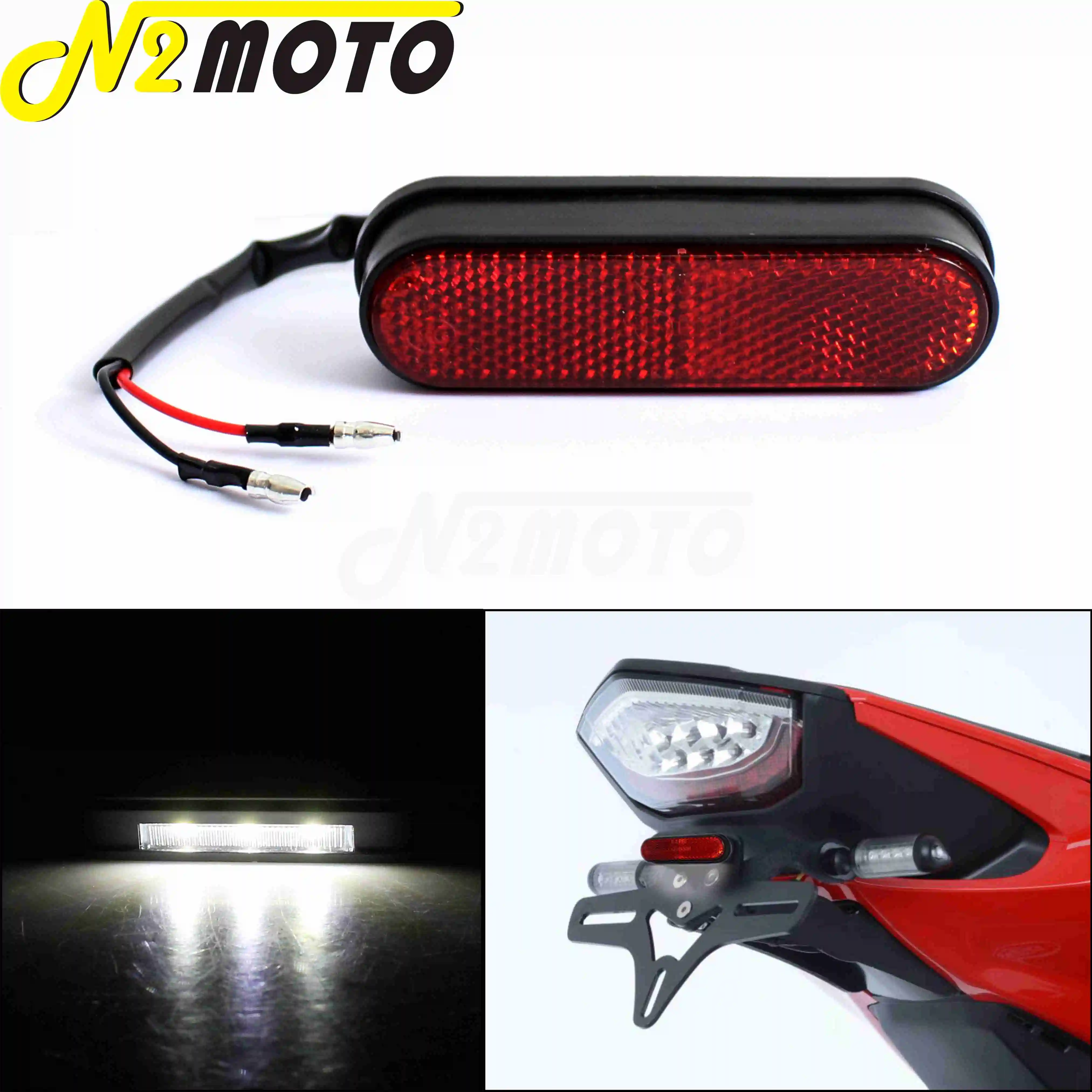 

Motorcycle Red Reflector License Plate Number Light LED Tail Light Universal For Harley Suzuki Yamaha Chopper Bobber E9 E Mark