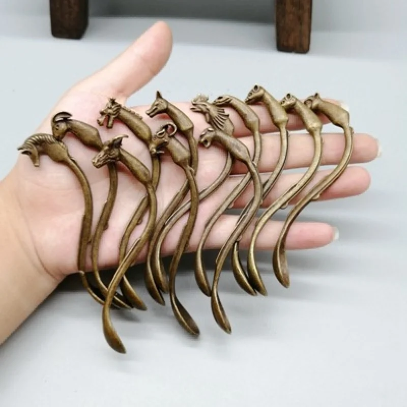 Antique Miscellaneous Vintage Old Brass Twelve Zodiac Small Medicine Spoon Chinese Pharmacy Small Medicine Copper Spoon Set for