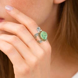 Unique Zircon Rhinestone Turtle Silver Color Ring for Women 2024 New Light Luxury Elegant Personalized Girls Party Trend Jewelry