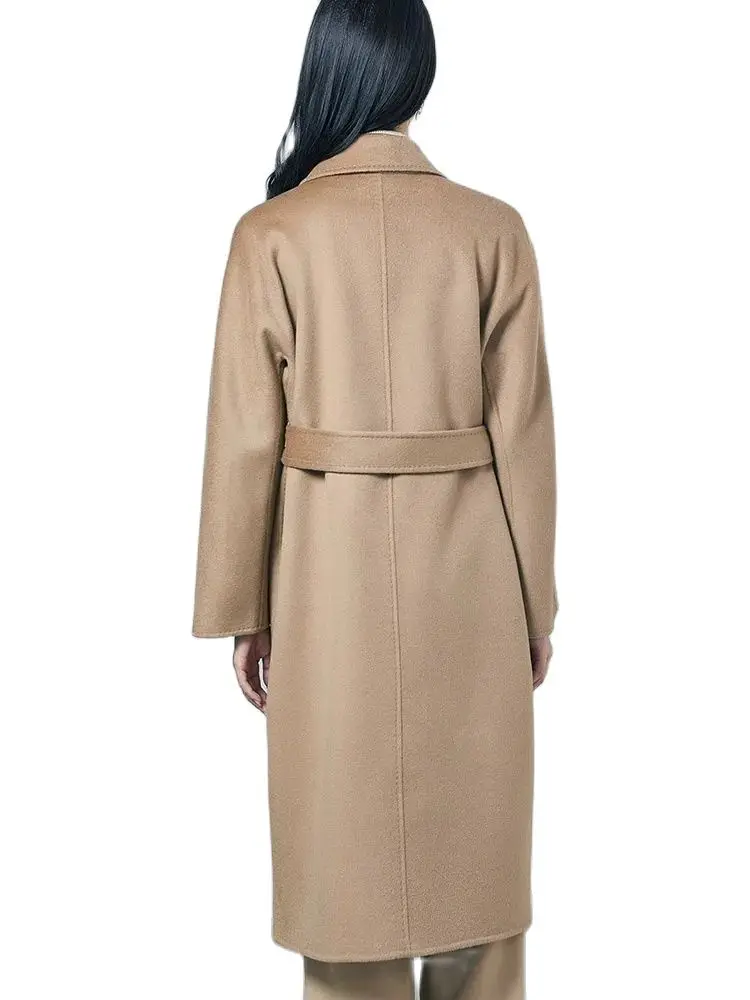 CAIXINGLE 2024 Upgraded Women's Reversible Woolen Coat 10% Cashmere Coat Long Double-Breasted 90% Wool Comfortable Soft Coat