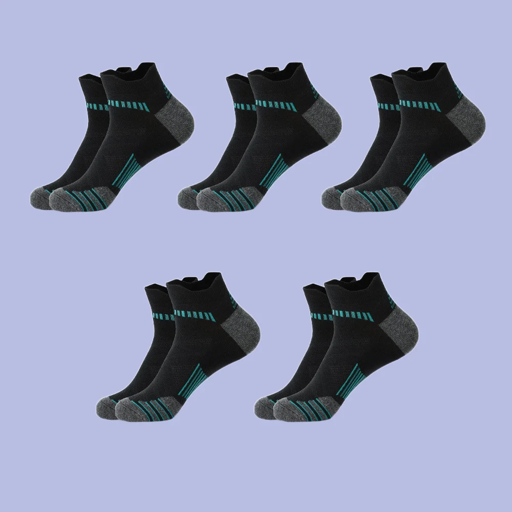 Calcetines absorbentes de sudor para hombre, medias transpirables para correr, deportes al aire libre, baloncesto, Fitness, 5 pares