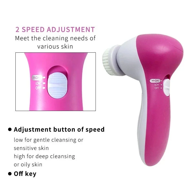 Facial Cleaner 5 IN 1 Face Cleansing Brush Wash Machine Spa Skin Care Massager Blackhead Cleaning Facial Cleanser Tools