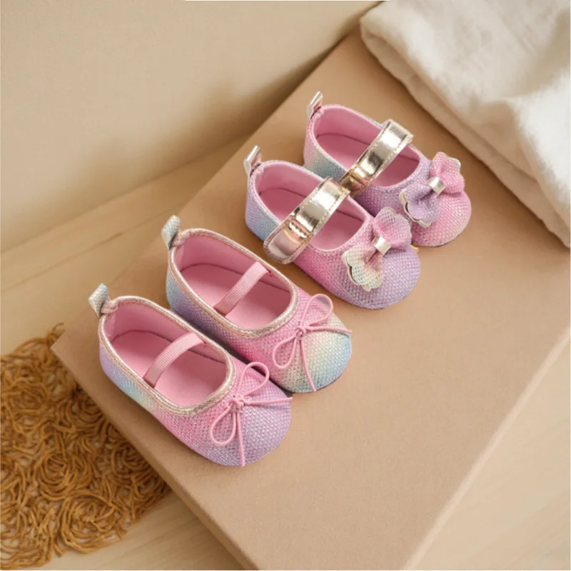 

Shiny Princess Dress Soft Sole Shoes for Baby Girl Glitters Flats Non-Slip Crib Shoes Walking Shoes for Toddlers Infants