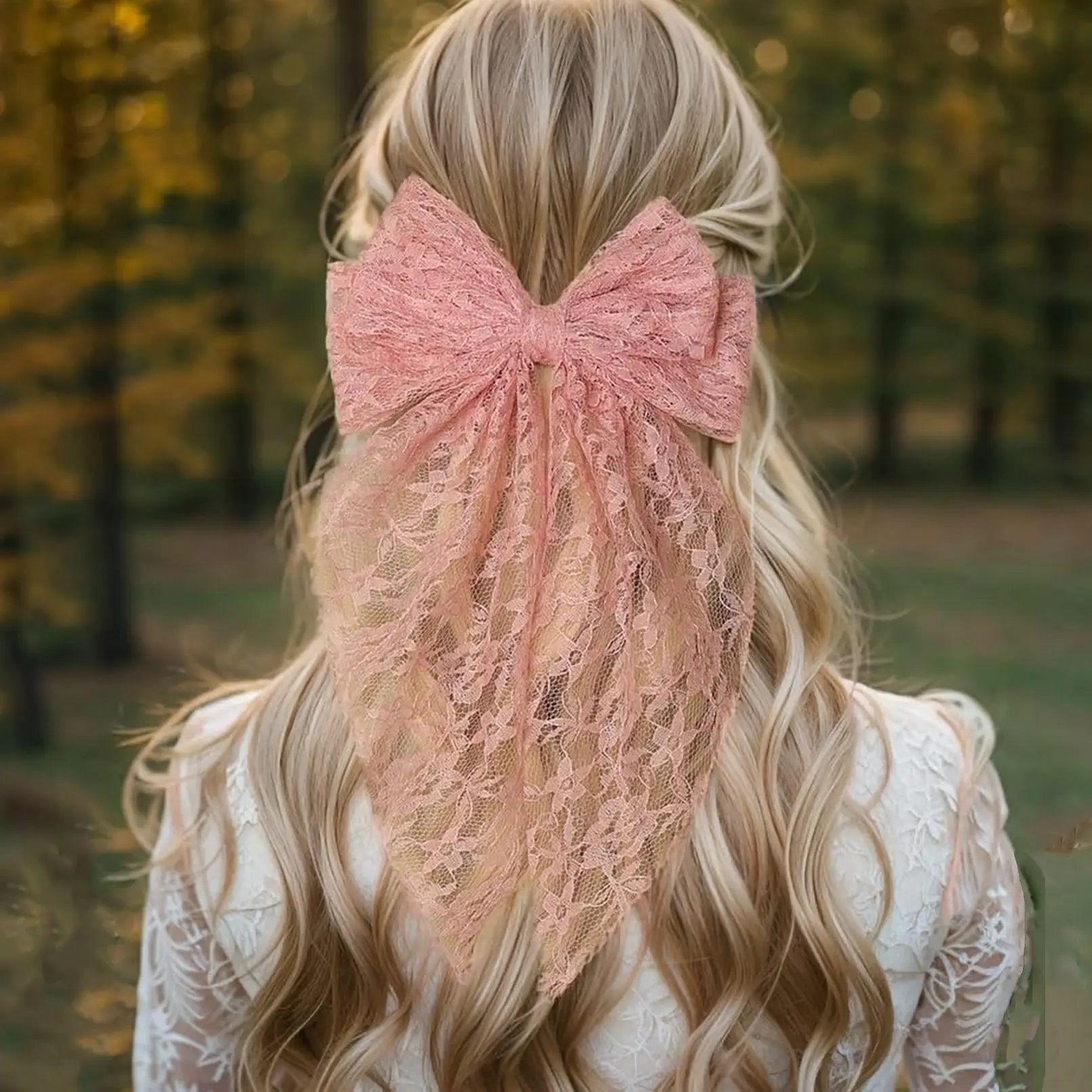 Girls Long Big Bow Float Satin Clips Back Head Hair Clip Internet Red with The Same Temperament Elegant Hair Accessories