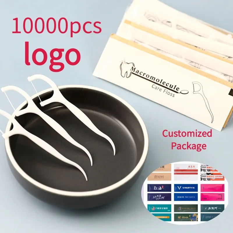 10000 Count Floss Picks Dental Tooth Picks Floss Sticks, Customized Package for Hotel Restaurant Dental Clinic Advertising